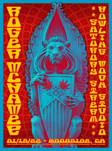 R183V › Roger McNamee 1/15/22 Saturday Stream, Howling Moon Studio, Woodside, California poster by Alexandra Fischer
