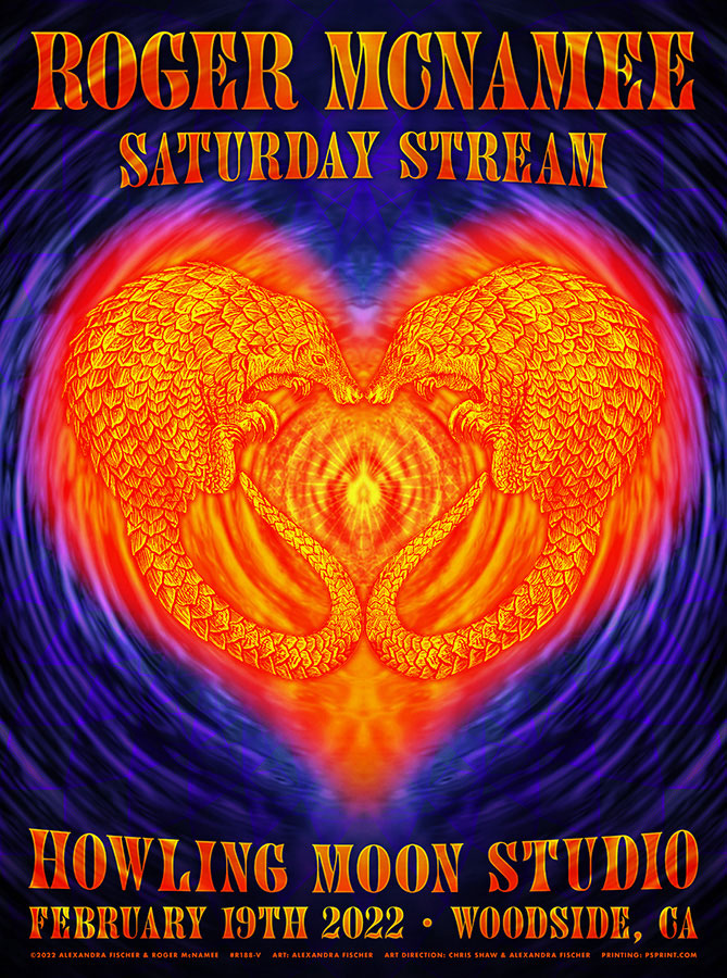 R188V › Roger McNamee 2/19/22 Saturday Stream, Howling Moon Studio, Woodside, California poster by Alexandra Fischer