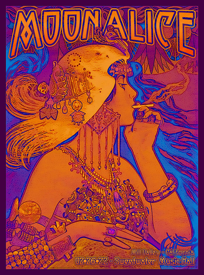 M1256 › Moonalice 2/26/22 Sweetwater Music Hall, Mill Valley, CA poster by Alexandra Fischer