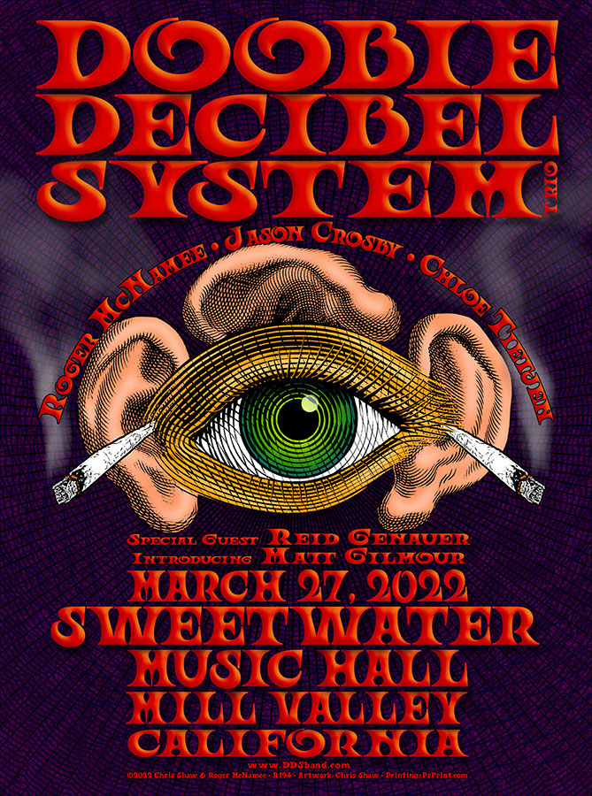 R194V › Doobie Decibel System Trio 3/27/22 Sweetwater Music Hall, Mill Valley, California poster by Chris Shaw
