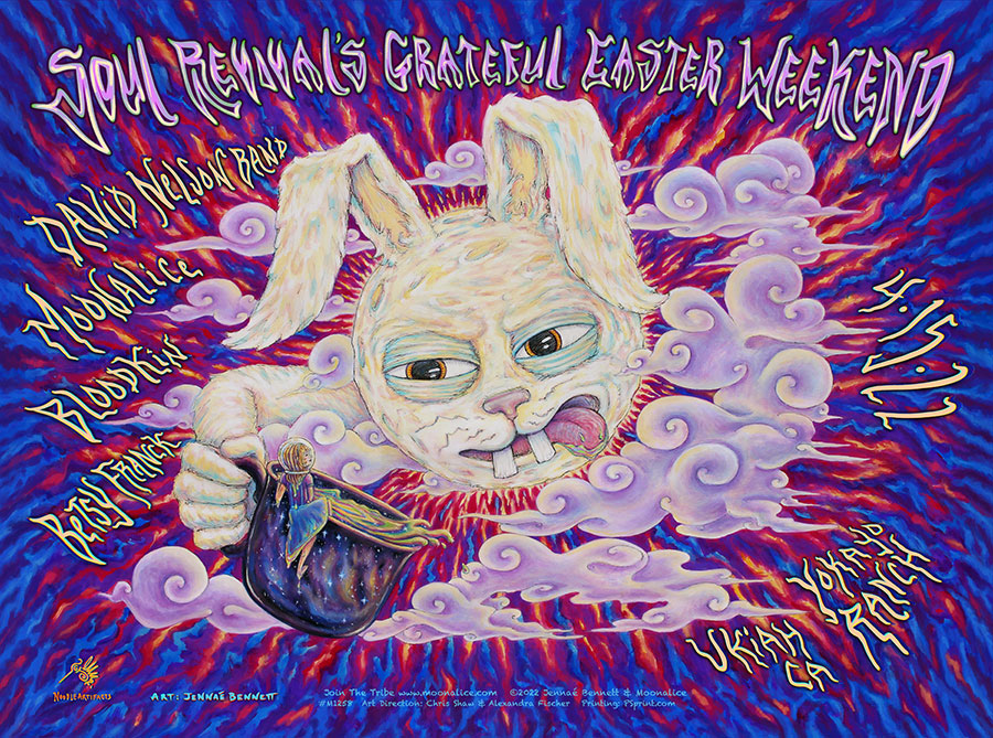 M1258 › Moonalice 4/15/22 Soul Revival's Grateful Easter Weekend, Ukiah, CA poster by Jennaé Bennett