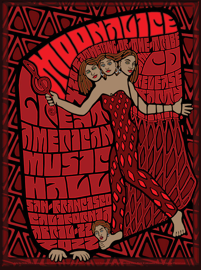 M1263 › Moonalice 4/22/22 Great American Music Hall, San Francisco, CA poster by Carolyn Ferris