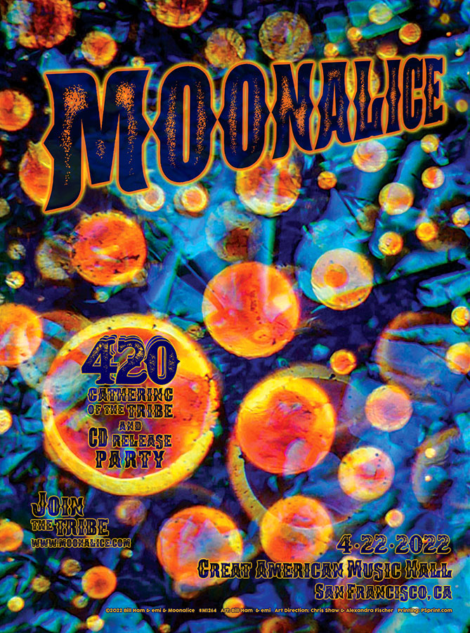 M1264 › Moonalice 4/22/22 Great American Music Hall, San Francisco, CA poster by Bill Ham and Emi