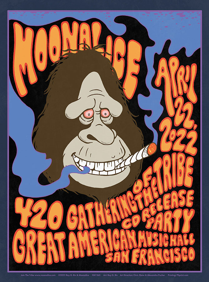 M1265 › Moonalice 4/22/22 Great American Music Hall, San Francisco, CA poster by Micah Warren aka Roy G. Biv