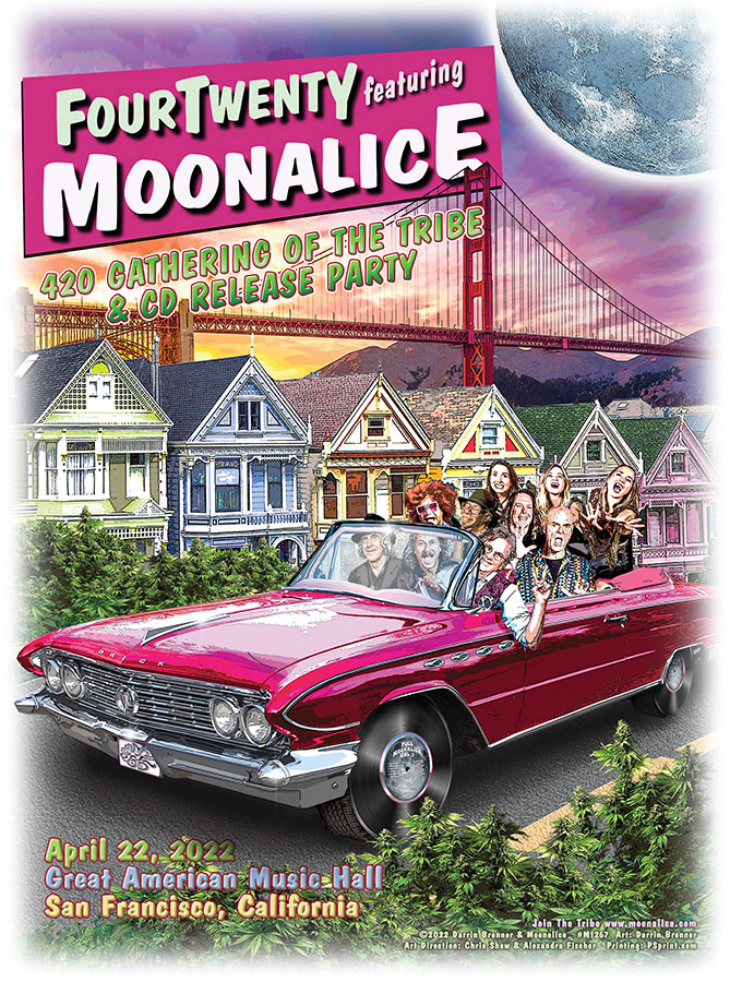 M1267 › Moonalice 4/22/22 Great American Music Hall, San Francisco, CA poster by Darrin Brenner