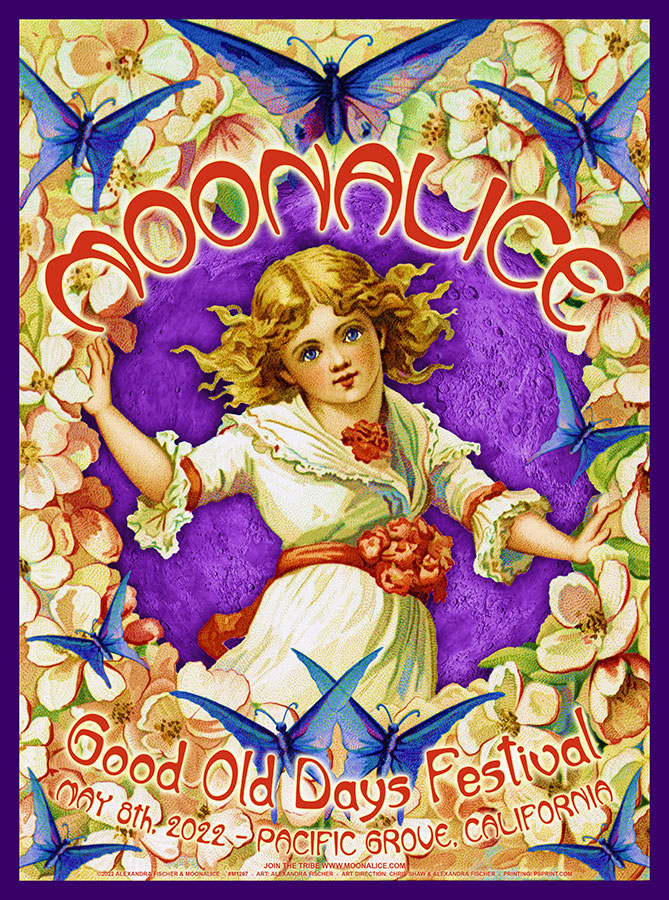 M1287 › Moonalice 5/8/22 Good Old Days Festival, Pacific Grove, California poster by Alexandra Fischer