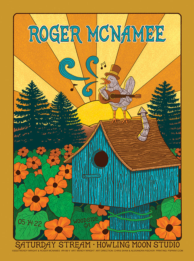 R198V › Roger McNamee 5/14/22 Saturday Stream, Howling Moon Studio, Woodside, California poster by Wendy Wright