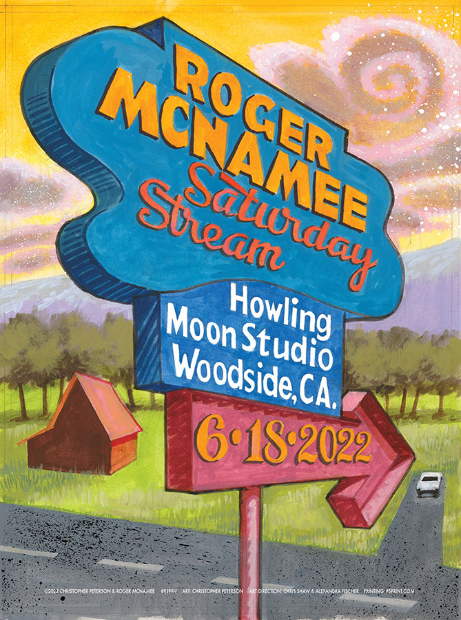 R199V › Roger McNamee 6/18/22 Saturday Stream, Howling Moon Studio, Woodside, California poster by Christopher Peterson