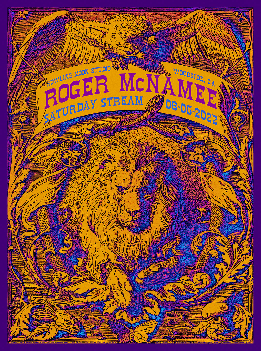 R203V › Roger McNamee 8/06/22 Saturday Stream, Howling Moon Studio, Woodside, California poster by Alexandra Fischer